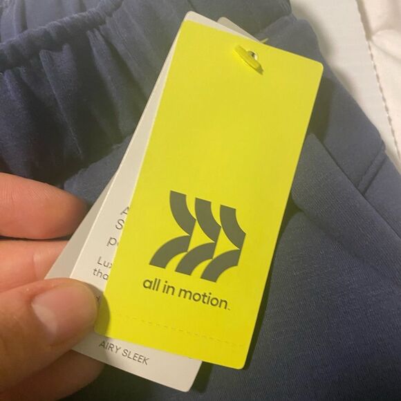 All in Motion Navy Blue Airy Sleek Wide Leg Pants pull on oversize trouser 10-12 - Picture 9 of 12